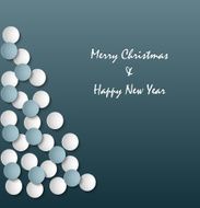 Christmas card with abstract tree on blue background