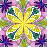 Fabulous symmetrical pattern of the petals Purple and yellow palette