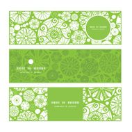 Vector abstract green and white circles horizontal banners set pattern N2