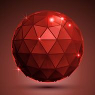 Bright pixilated dimensional sphere with flash red sparkling 3d