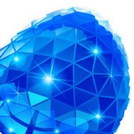Vector grain technology backdrop with multifaceted pixel object N3