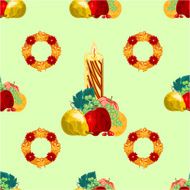Seamless texture christmas candle with fruit vector