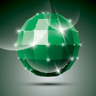 Party 3D green glossy disco ball created from geometric figures