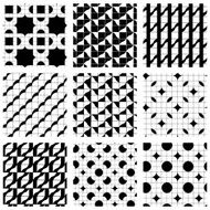 Set of grate seamless patterns with geometric figures ornament N2
