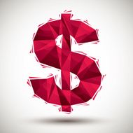 Red dollar sign geometric icon made in 3d modern style