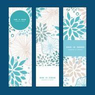 Vector blue and gray plants vertical banners set pattern background