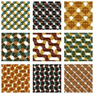 Set of multicolored grate seamless patterns with parallel ribbon N4