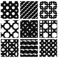Set of grate seamless patterns with stars and geometric figures