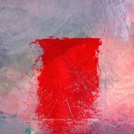 red oil paint on mixed media canvas