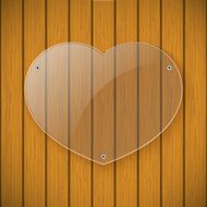 Glass plate in the form of heart on background
