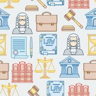 Law contour icons seamless pattern in flat design style N2