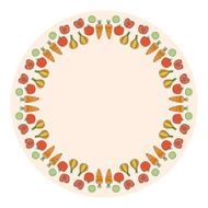 Decorative round vegetables frame on the background N2
