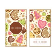 Vector colorful cookies vertical round frame pattern business cards set N2