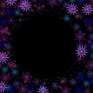 Rectangular frame with colorful small snowflakes