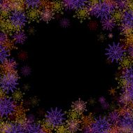 Rectangular frame with colorful small snowflakes N2