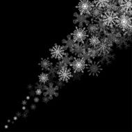Snowflakes blizzard in the darkness