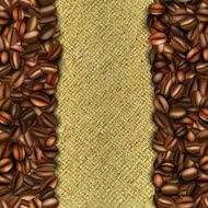 Burlap background with coffee beans N2