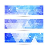 Set of vector banners with triangles and polygon mesh N4