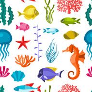 Marine life seamless pattern with sea animals N2
