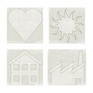 Four icons heart sun house factory