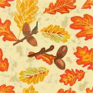 Seamless texture oak leaves and acorns vector