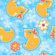 Seamless pattern with cartoon toy - yellow duck N2