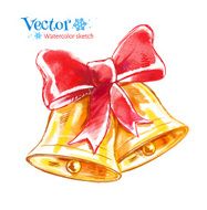 Christmas bells Watercolor illustration