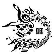 Simple single color music background with notes and clef N4