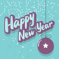 Happy New Year retro style turquoise card