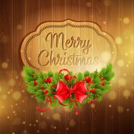Christmas decoration on the wooden background Vector background N6