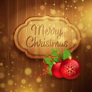 Christmas decoration on the wooden background Vector background N7