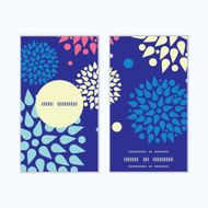 Vector colorful bursts vertical round frame pattern business cards set