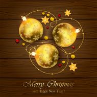 Christmas balls on wooden background N2