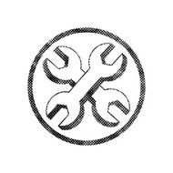 Repair icon with two wrenches vector symbol pixel print texture