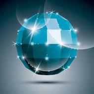 Party 3D blue glossy mirror ball created from geometric figures