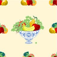 Seamless texure fruit bowl vector