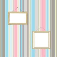 Frames on striped wallpaper background