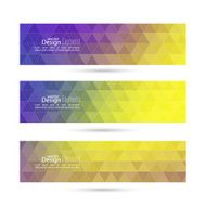 Set of vector banners with triangles and polygon mesh N6