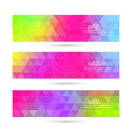 Set of vector banners with triangles and polygon mesh N7