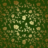green and gold floral texture for background - vector
