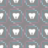 Seamless pattern of tooth brushes and teeth