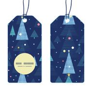 Vector abstract holiday christmas trees vertical round frame pattern tags N2