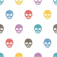Vintage sugar skulls Seamless pattern on white background