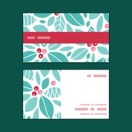 Vector christmas holly berries horizontal stripe frame pattern business cards