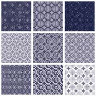 Geometric and monochrome seamless vintage tiles set with aged te