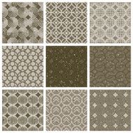 Geometric and monochrome seamless vintage tiles set with aged te N2