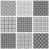 Set of monochrome geometric seamless patterns N4