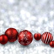 Silver background with red christmas balls