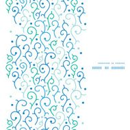 Vector blue abstract swirls vertical frame seamless pattern background N2