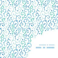 Vector blue abstract swirls frame corner pattern background N2